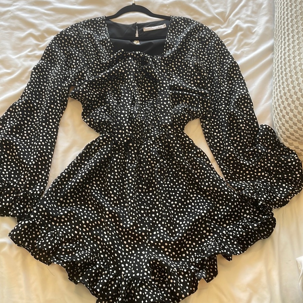 black and white spotted romper